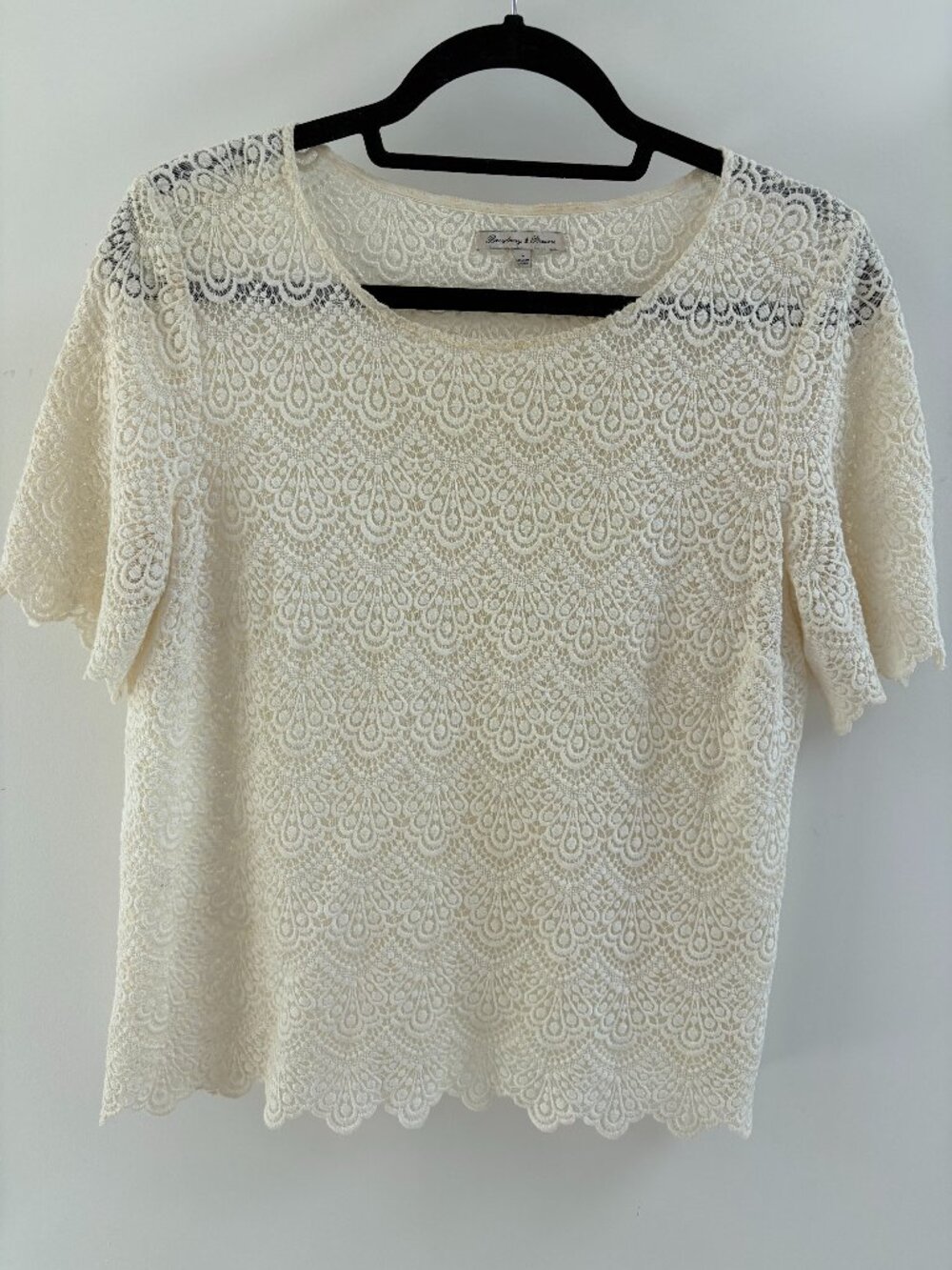 MADEWELL WHITE SCALLOPED BLOUSE SIZE LARGE